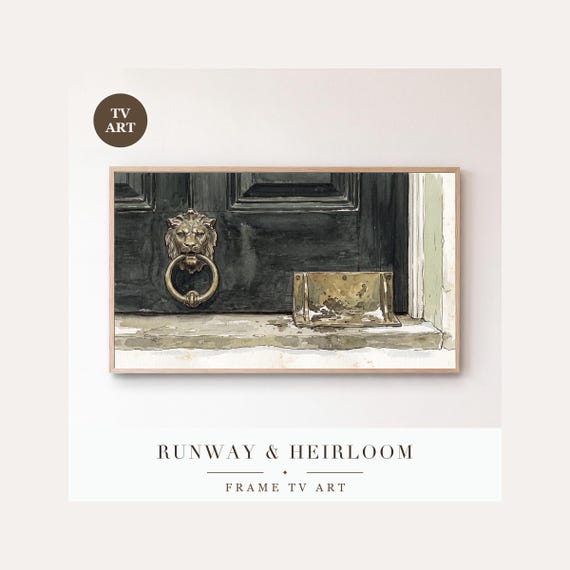 Brass Knocker Frame TV Art, Samsung Frame TV Art Georgian Christmas Watercolour, Classic Holida…