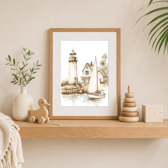 Coastal Lighthouse Nursery Wall Art — view 5