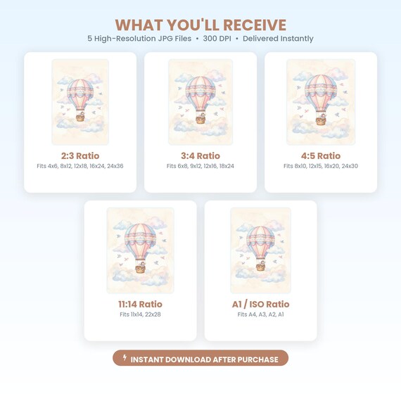 Hot Air Balloon Nursery Wall Art Printable — view 2
