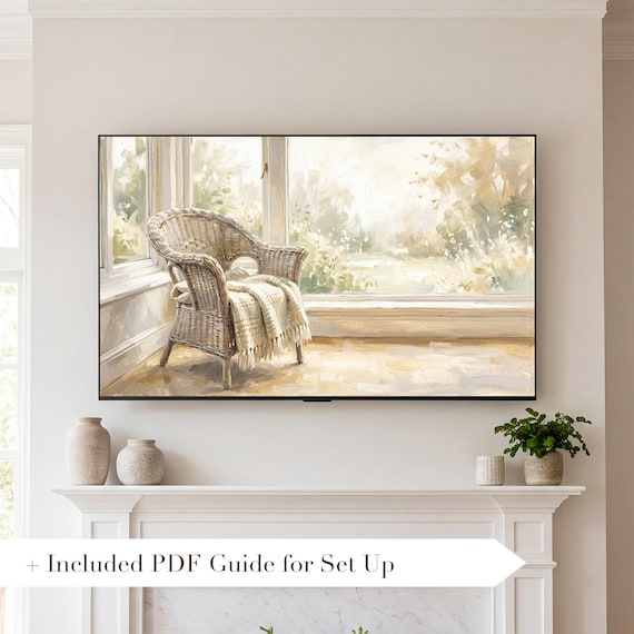 Wicker Chair Samsung Frame TV Art — view 2
