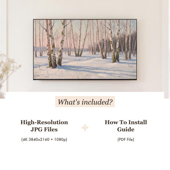 Birch Trees in Snow Samsung Frame TV Art — view 4