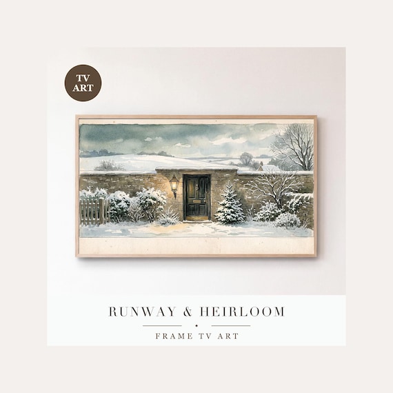 Christmas Door at Night Frame TV Art, Samsung Frame TV Art Georgian Watercolour, Classic Holida…