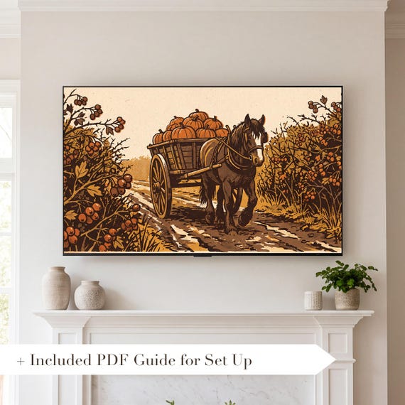 Pumpkin Cart Samsung Frame TV Art — view 2