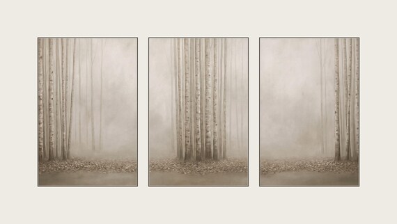 Misty Birch Forest Triptych Set of 3 — view 2