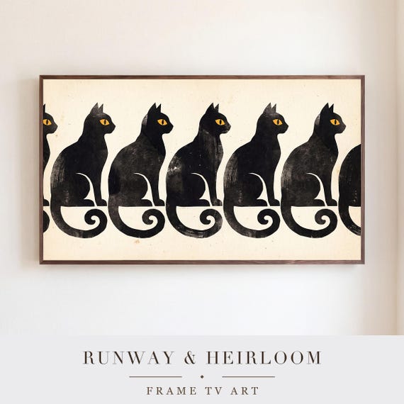 Seated Black Cats Samsung Frame TV Art — view 5