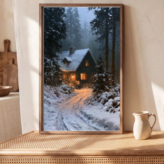 Glowing Lodge Window Antique Oil Painting — view 5