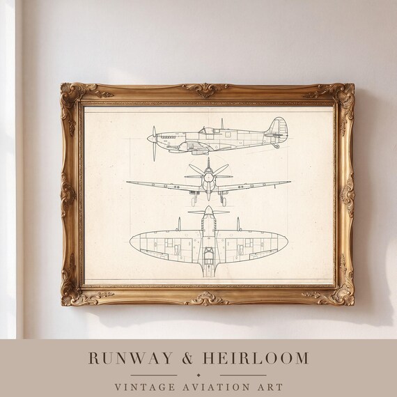Supermarine Spitfire Blueprint Print — view 4