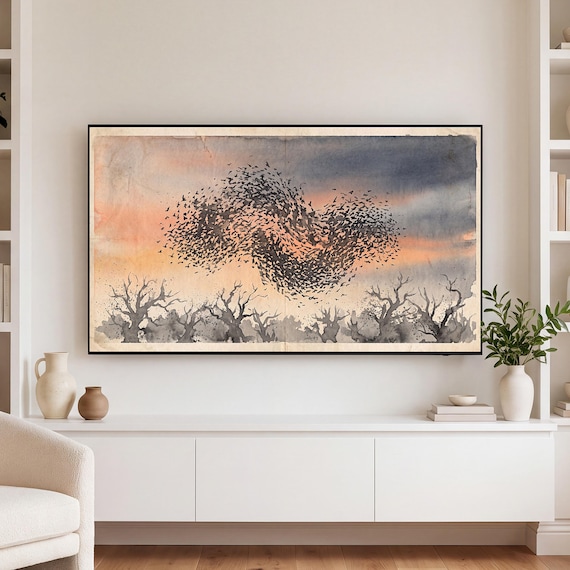 Starling Murmuration Samsung Frame TV Art — view 3