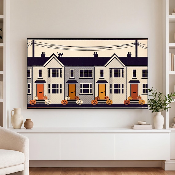 Spooky Hillside Town Samsung Frame TV Art — view 3