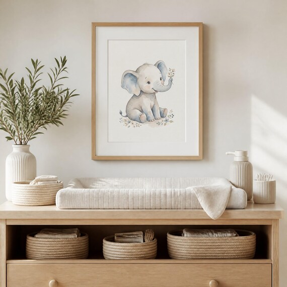 Baby Elephant Nursery Wall Art — view 2