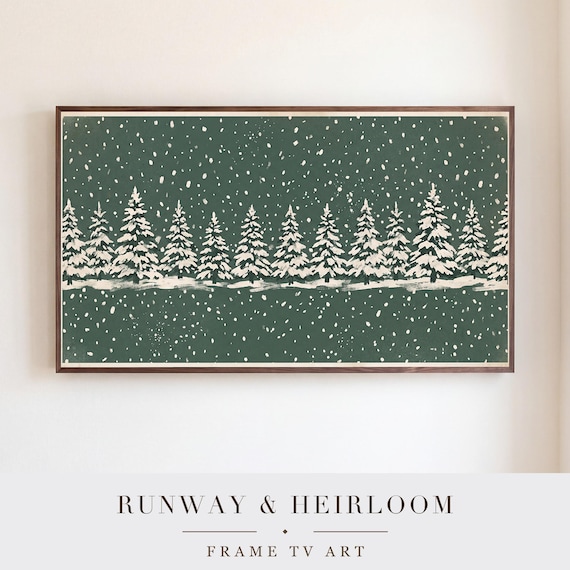 Snow on Spruce Green Samsung Frame TV Art — view 5