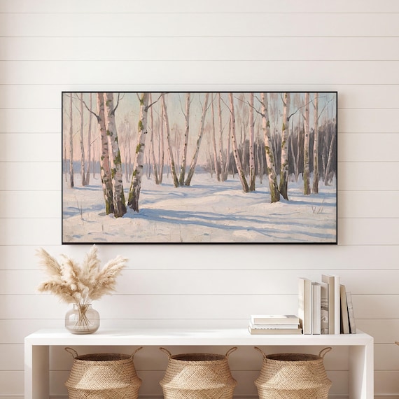 Birch Trees in Snow Samsung Frame TV Art — view 6