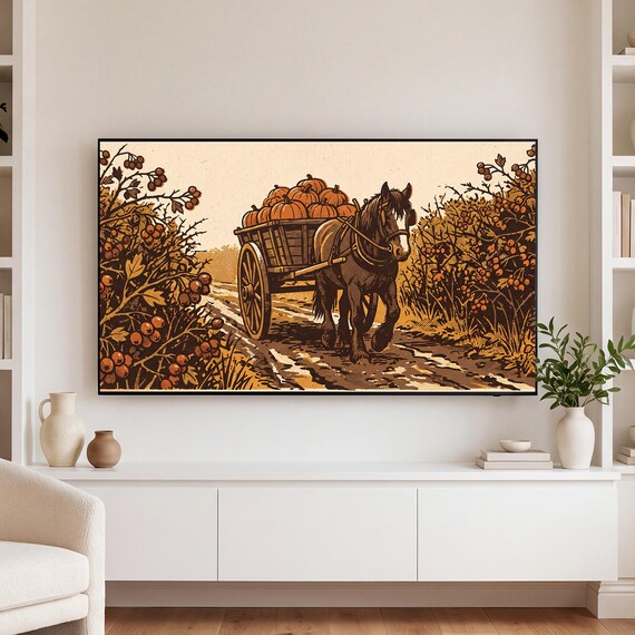 Pumpkin Cart Samsung Frame TV Art — view 3