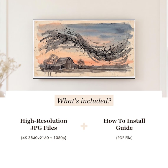 Murmuration Over Barn Samsung Frame TV Art — view 4