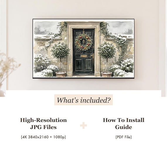 Red Door Wreath Samsung Frame TV Art — view 4