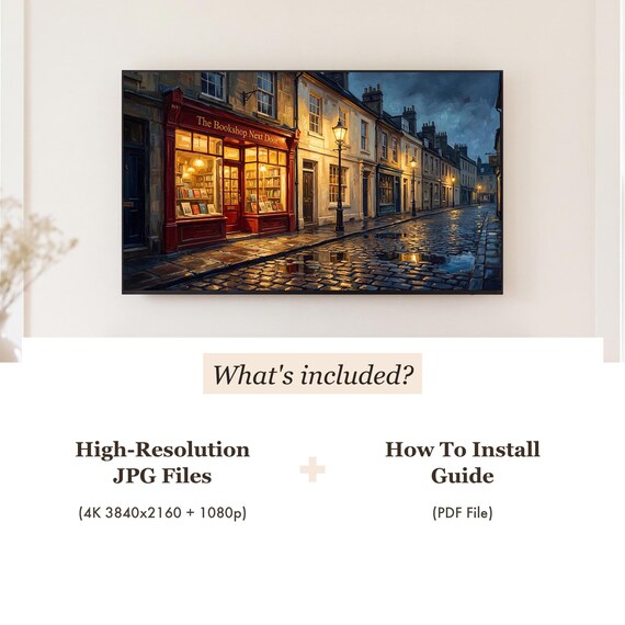 Lamplit Bookshop Samsung Frame TV Art — view 4