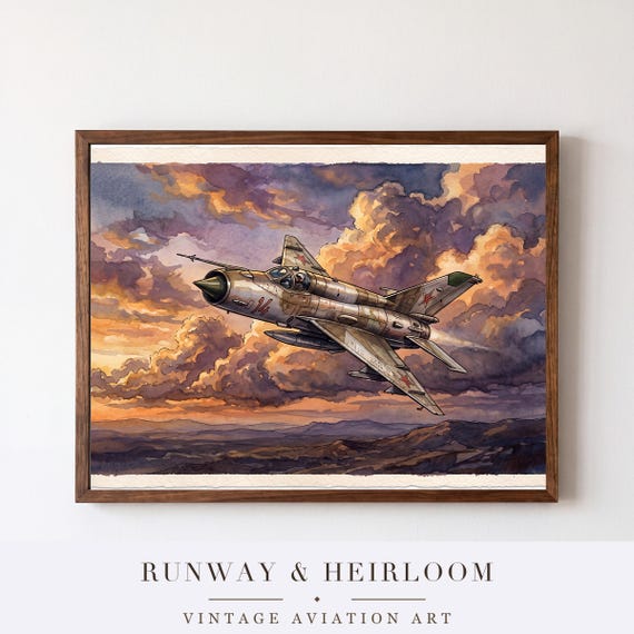 MiG-21 Watercolor Print — aviation wall art print