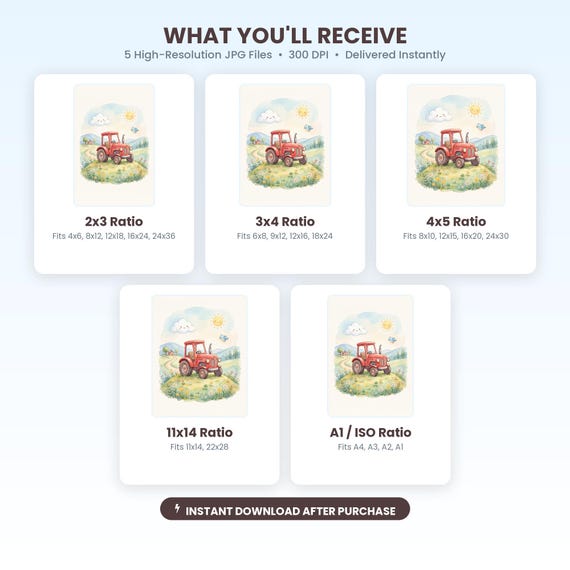 Red Tractor Nursery Wall Art Printable — view 2