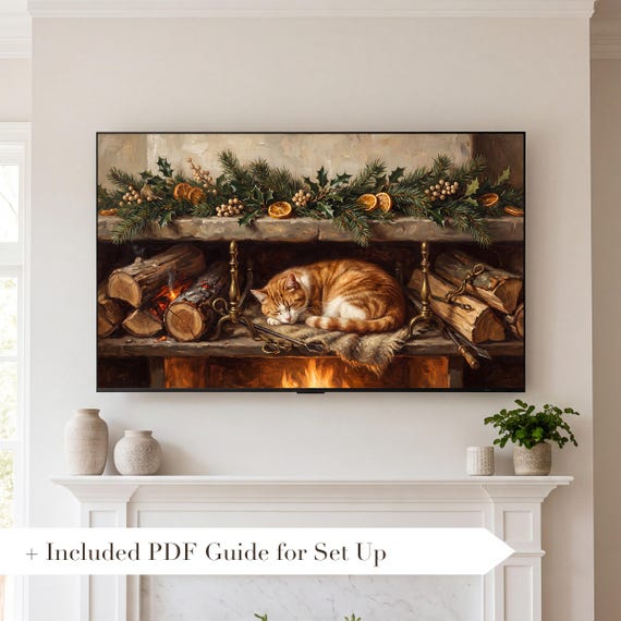 Hearth and Cat Samsung Frame TV Art — view 2