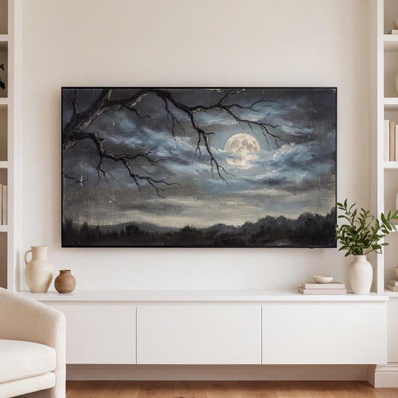 Moon and Bare Branch Samsung Frame TV Art — view 3