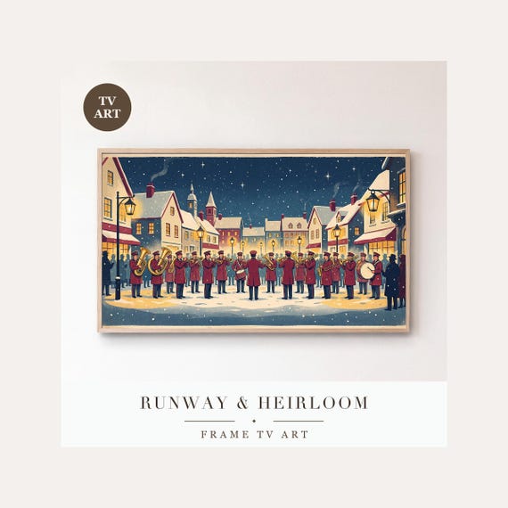 Brass Band Frame TV Art, Samsung Frame TV Art Vintage Storybook Christmas, Lantern Night Holida…