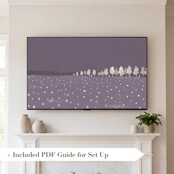 Snow on Dusk Violet Samsung Frame TV Art — view 2