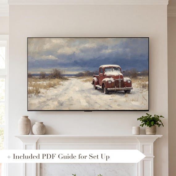Truck Under Snow Samsung Frame TV Art — view 2