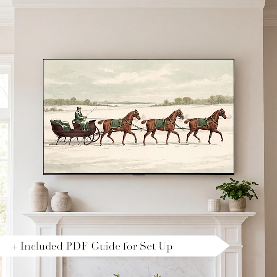 Vintage Sleigh Samsung Frame TV Art Bundle of 6 (4K Digital Download) — view 2