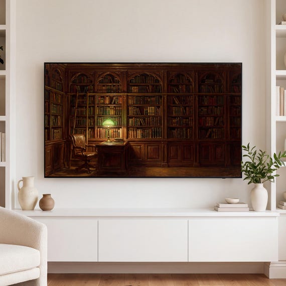 Wall of Books Samsung Frame TV Art — view 3
