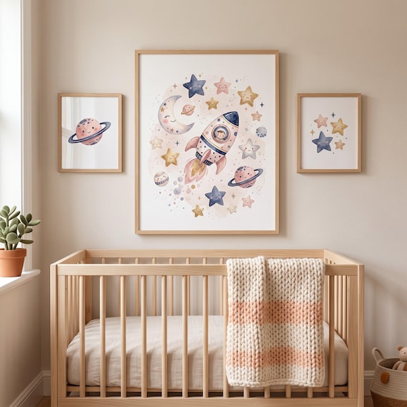 Rocket Space Nursery Wall Art Printable