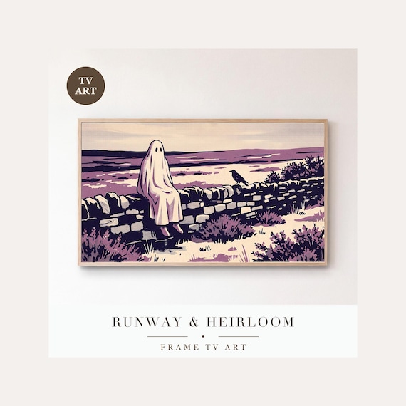 Ghost Lantern Procession Frame TV Art, Samsung Frame TV Art Vintage Screen Print, Spooky Hallow…