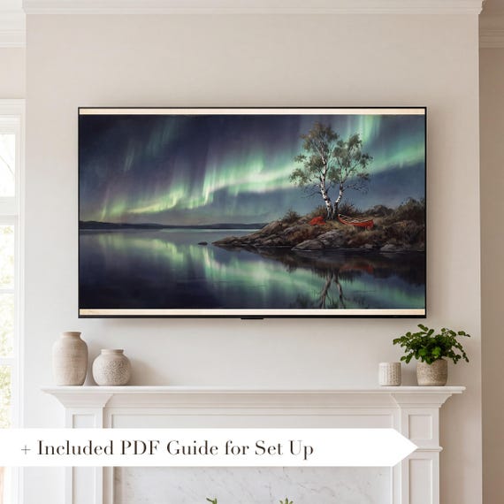 Lone Birch Aurora Samsung Frame TV Art — view 2