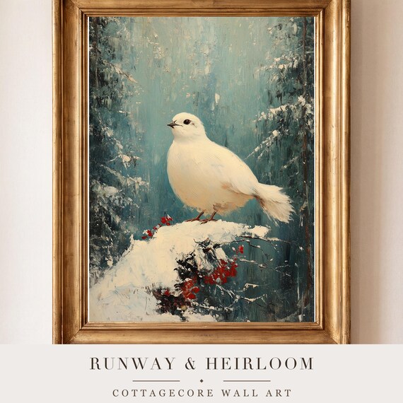 Winter Ptarmigan Antique Oil Painting — view 4