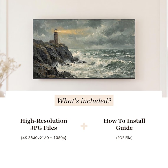 Stormy Lighthouse on a Cliff Samsung Frame TV Art — view 4