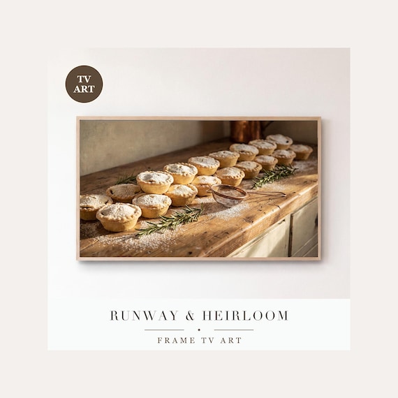 Mince Pies Frame TV Art, Samsung Frame TV Art Christmas Farmhouse Kitchen Painting, Cozy Holida…