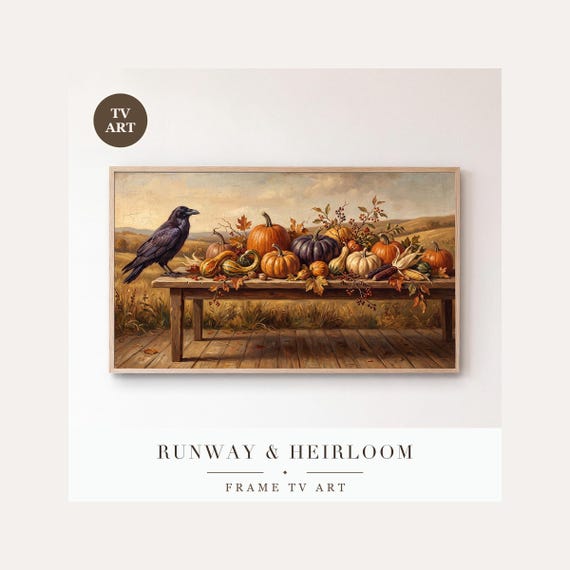 Harvest Table Frame TV Art Bundle of 6, Samsung Frame TV Art Autumn Still Life Oil Painting, Wa…