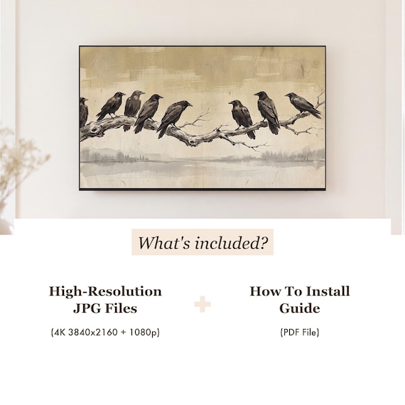Raven on Bare Branch Samsung Frame TV Art — view 4