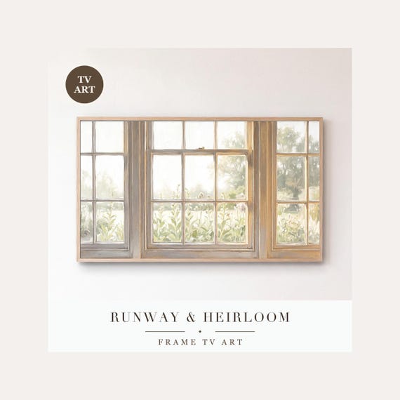 Winter Garden Window Frame TV Art, Samsung Frame TV Art Impressionist Conservatory, Airy Christ…