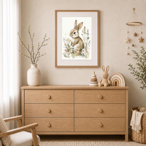 Cottagecore Bunny Nursery Wall Art — view 2