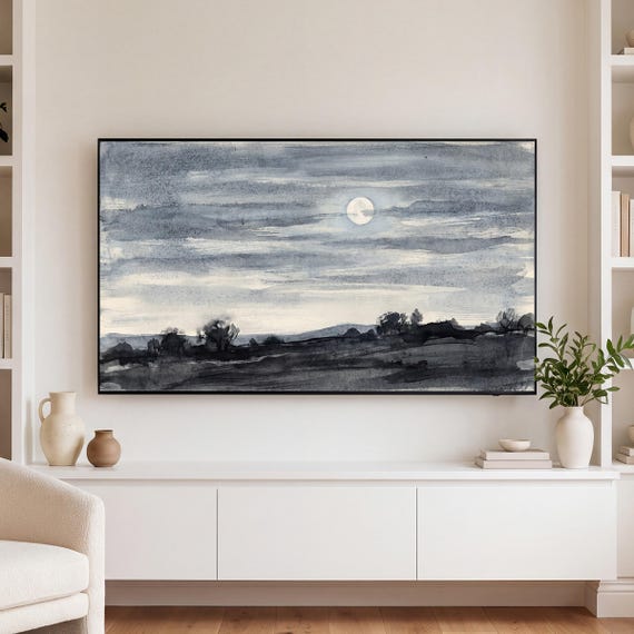 Moon and Streaked Cloud Samsung Frame TV Art — view 3
