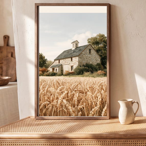 Autumn Wheat Barn Watercolor Art Print — view 5