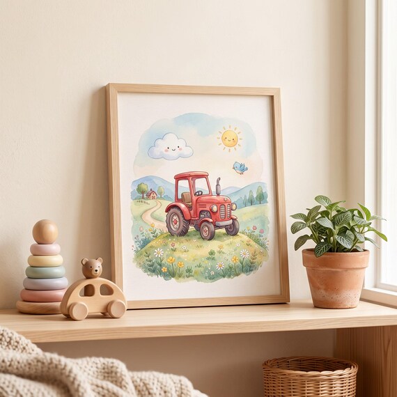 Red Tractor Nursery Wall Art Printable — view 4