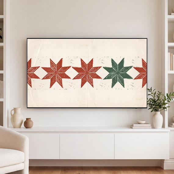 Nordic Star Block Print Samsung Frame TV Art — view 3