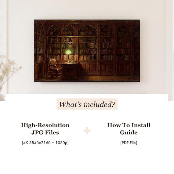 Wall of Books Samsung Frame TV Art — view 4