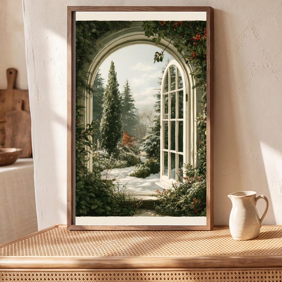 Christmas Cottage Window Watercolor Print — view 5
