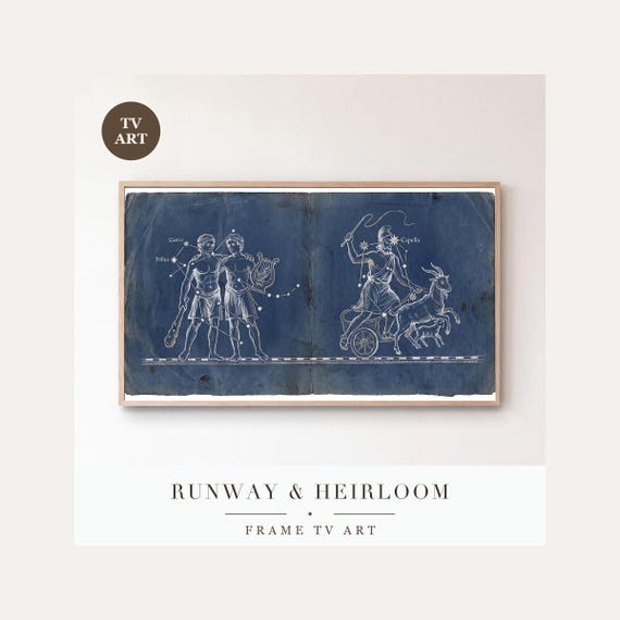 Gemini Star Chart Frame TV Art, Samsung Frame TV Art Vintage Celestial Chart, Astronomy Night S…