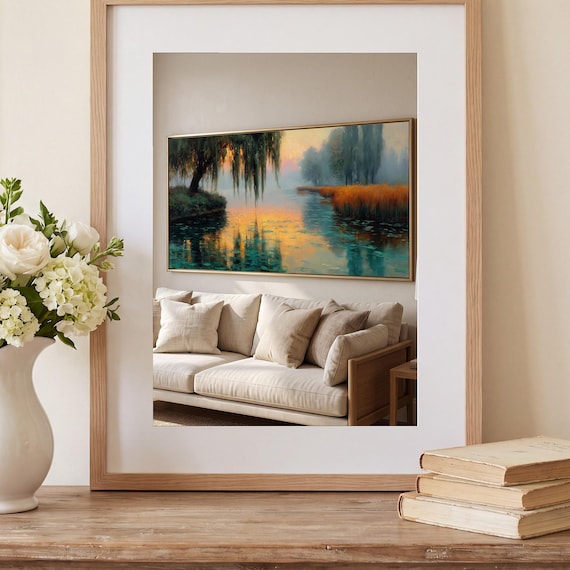 Moody Lake Oil Painting Printable โ view 2