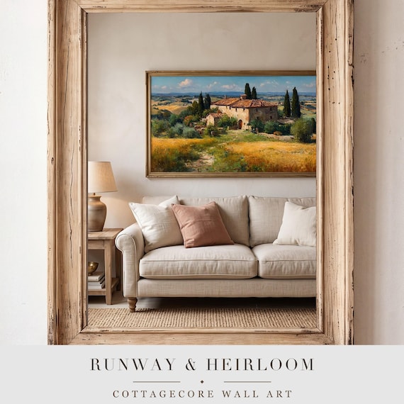 Tuscan Countryside Oil Painting Printable