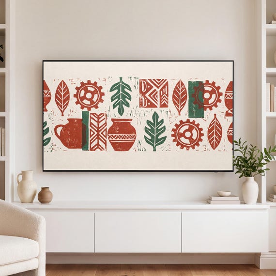 Scandi Christmas Pattern Samsung Frame TV Art — view 3