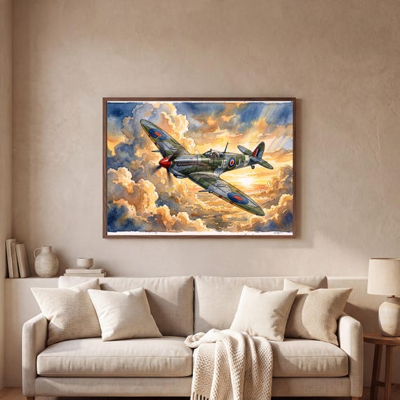 Supermarine Spitfire Watercolor Print — view 2